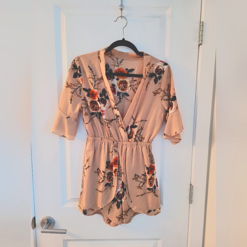 Blush and floral Romper